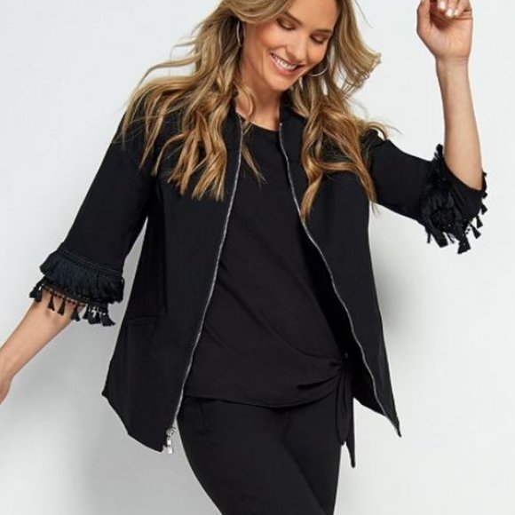 Belle by Kim Gravel Jackets & Blazers - Belle by Kim Gravel Citi Twill Zip-Front Jacket
